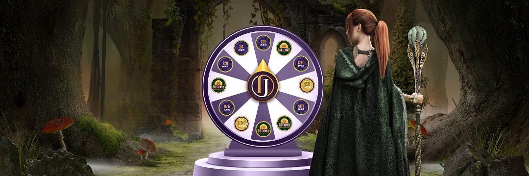 Jackpot Jill Wheel of Fortune promotional banner showcasing bonus spins